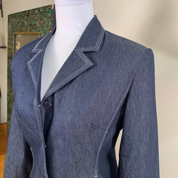 New Vintage Size 4 2-Piece Skirt Suit w/ Blazer Jacket Dark Blue Denim Classic - Picture 6 of 11